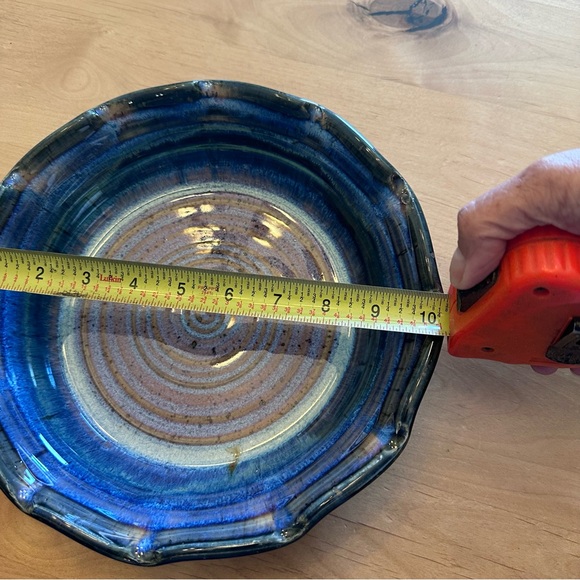 Handcrafted Blue and Brown Pottery Pie Pan or Bowl - Picture 8 of 10